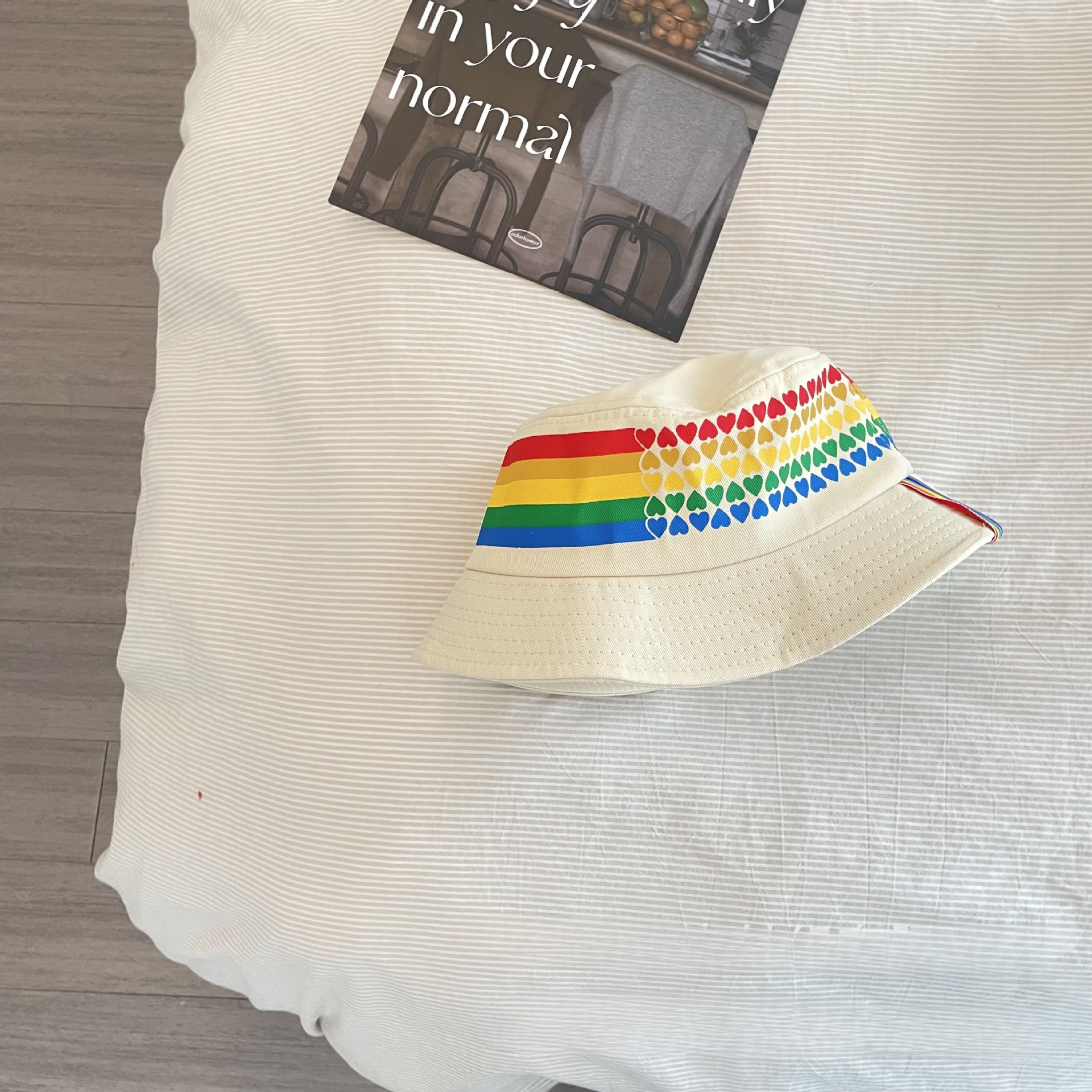 Venta al por mayor Sombrero de pescador de rayas de arco iris de algodón